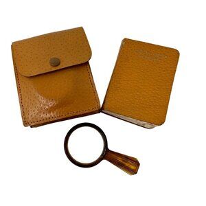 Vintage English French Midget Dictionary Leather Case Magnifying Glass Vintage